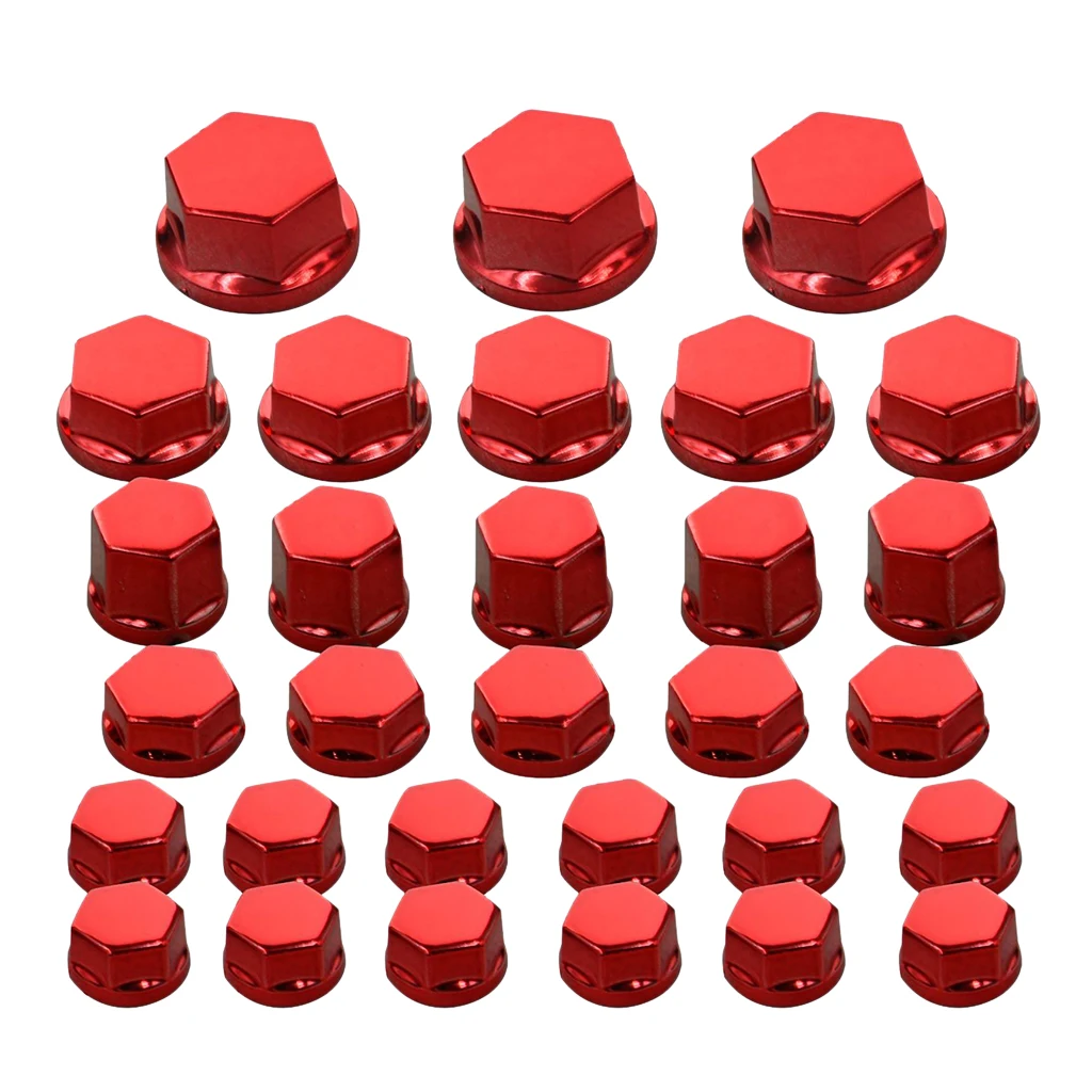 30Pc motorcycle nut screw cover for Yamaha Kawasaki Honda Harley Honda, Red