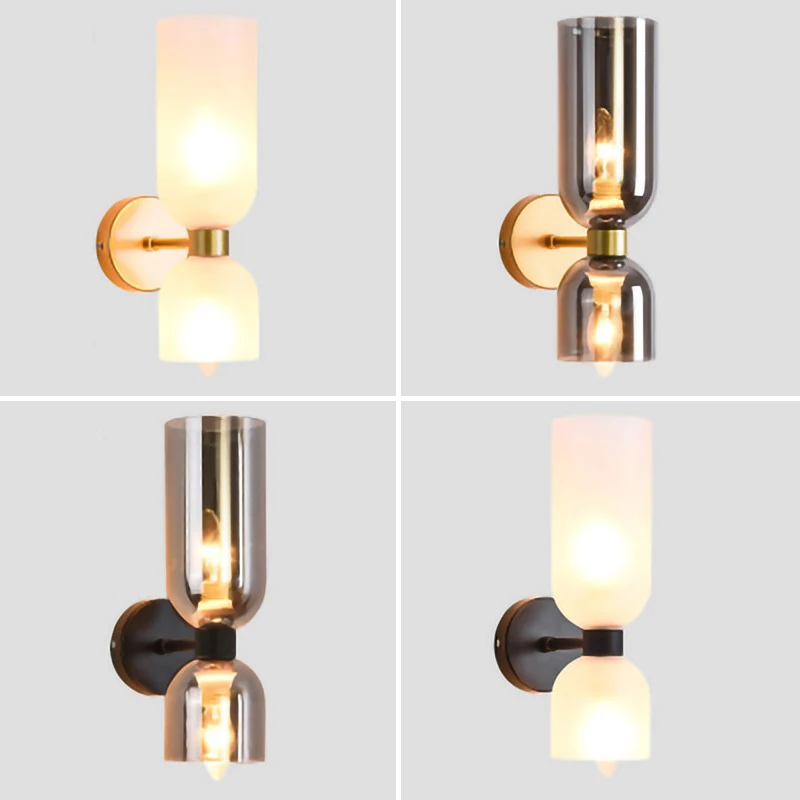 

Nordic E14 LED wall lamp modern Glass lampshade sconces lights two light source indoor lighting home decor bedroom living room