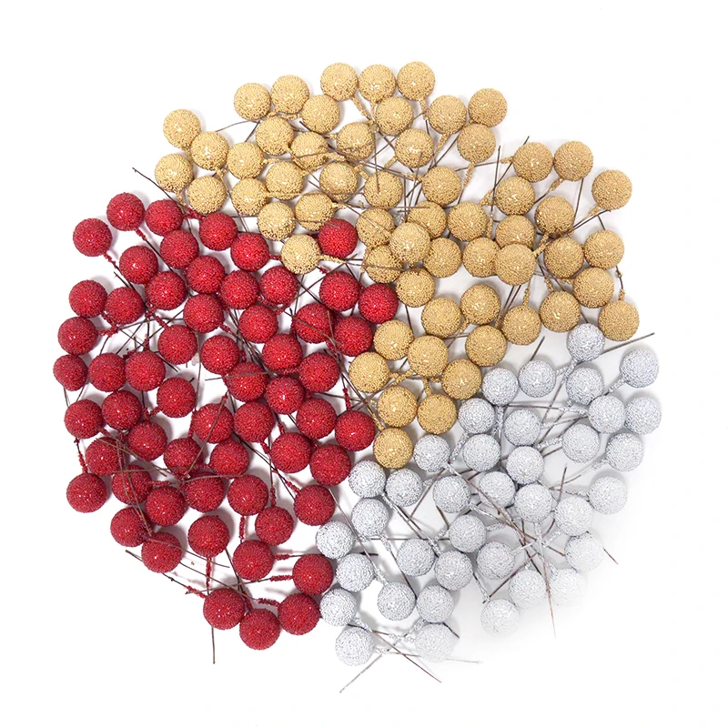 Künstliche Schaum Staubblatt Obst Berry Gold Silber Rote kirsche perlglanz staubblatt hochzeit Weihnachten decor DIY geschenk box Kränze – Detail 8