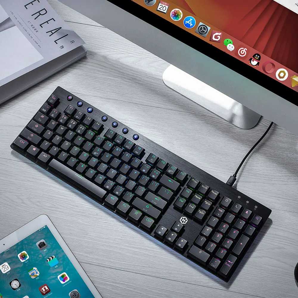 HEXGEARS GK70 Mechanical Keyboard Full Key Hot-swappable RGB Gaming Mechanical Keyboard PBT 104 Keys Macro Defined PC Keyboard