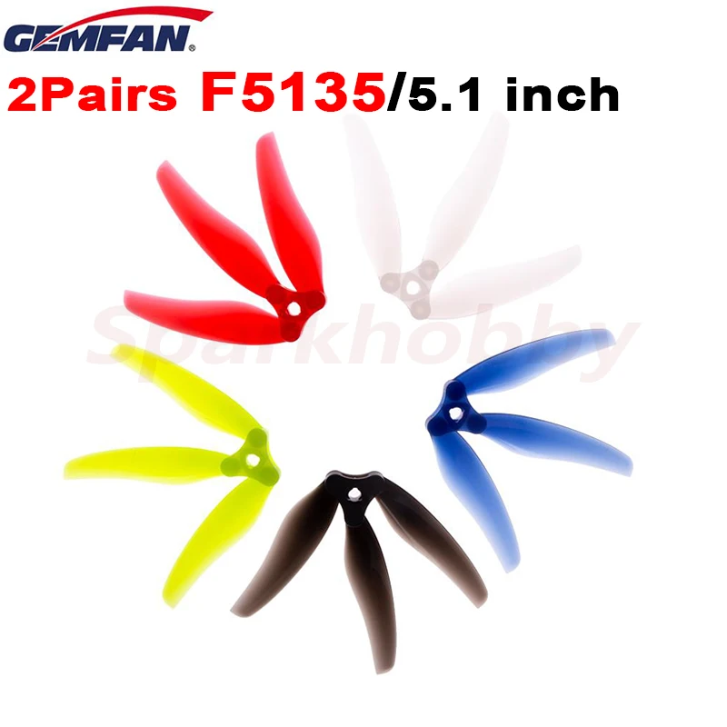 12PCS/2Pairs GEMFAN Floppy Proppy F5135 5.1inch 3-Blades Foldable Folding Propeller 5mm POPO Compatible for RC FPV Racing Drones