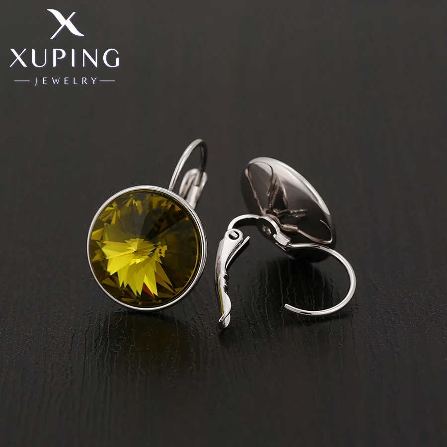 Xuping Jewelry Charm High Quality 14mm Stone Fashion Elegant Round Trendy Style Crystal Earring for Women Party Gift