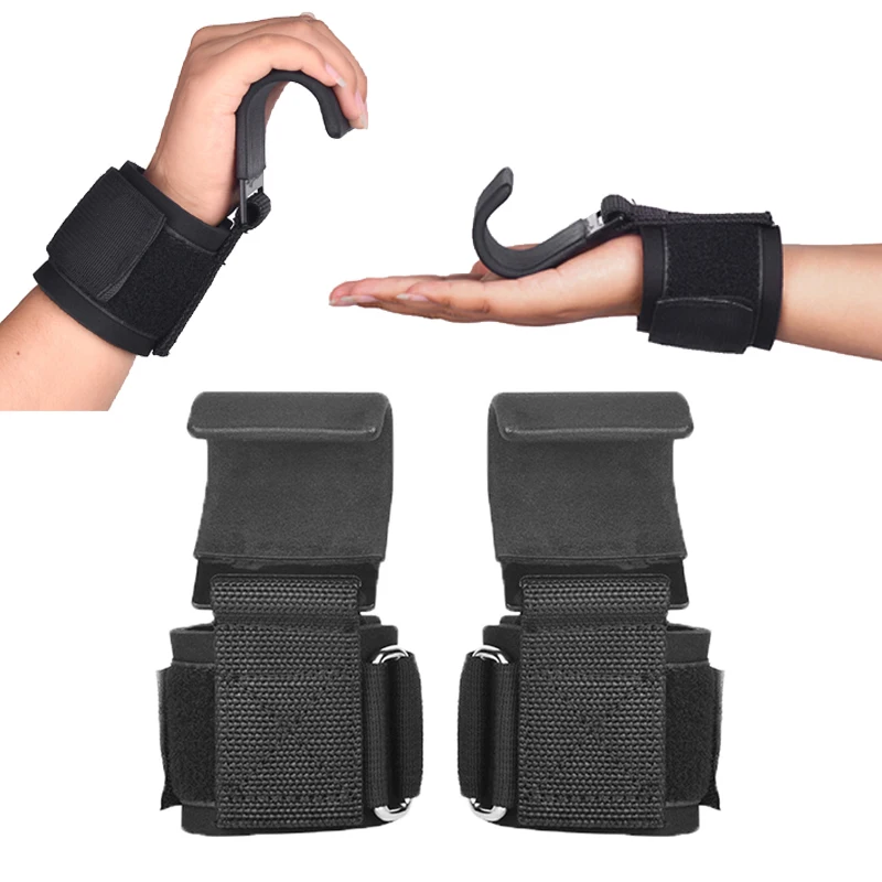 Weight Lifting Gym Training Hook Wrist Support Gripper Straps Lifting Wrist Straps Pull up Power Lighting Grips for Gym Fitness