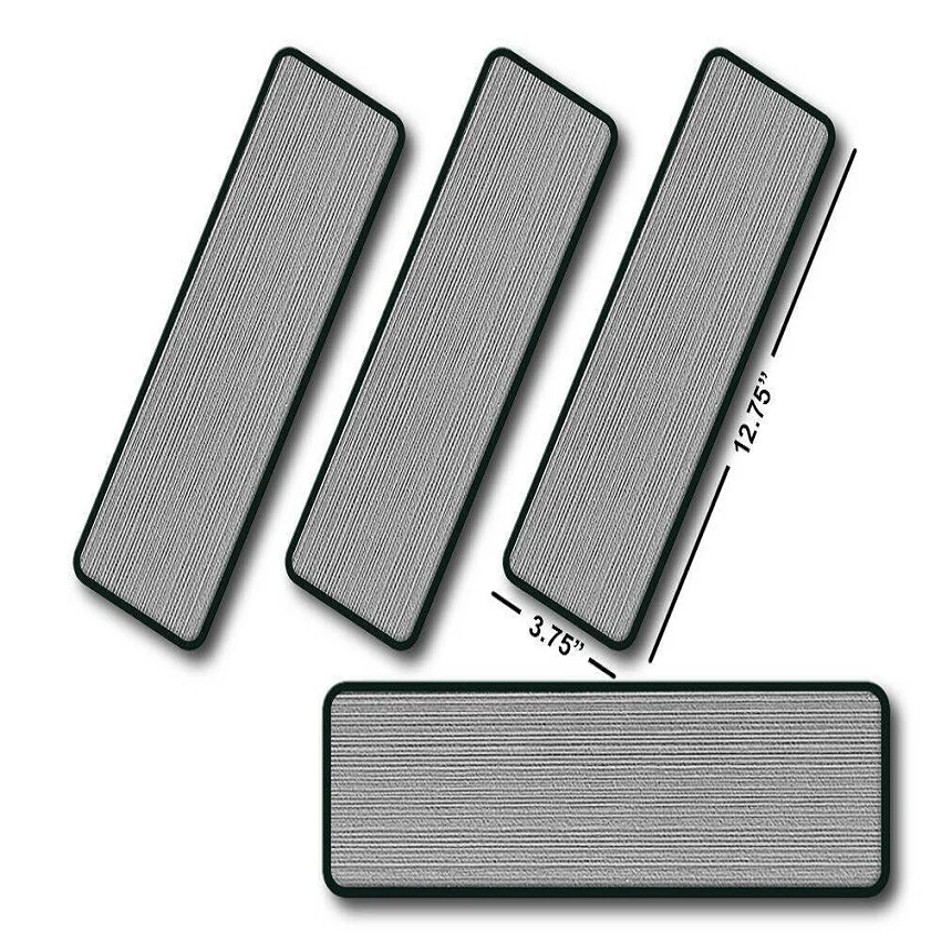 

Boat EVA Step Pad 4 Piece Set Brushed Blank Non Skid Stick On 12.75*3.75 Inch Grey Over Black 6mm