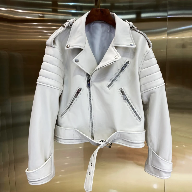 Hohe Qualität Neue Ankunft Echtes Leder Jacke Moto & Biker Stil Breite Version Frauen Mantel Frühling Kurze Kleidung Weibliche