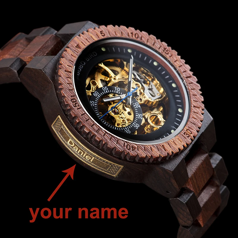 Automatic Mechanical Watches BOBO BIRD Watch for Men Luxury Wooden Wristwatch Customized relogio masculino