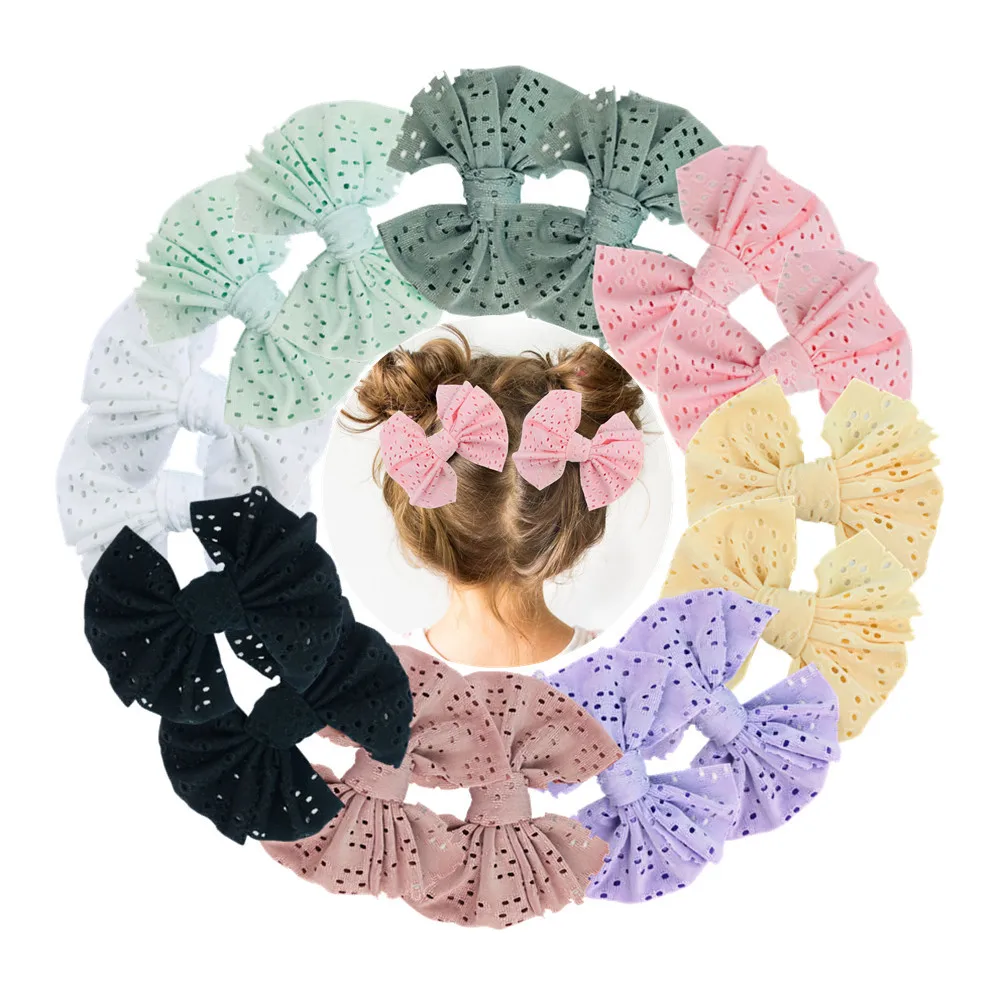 32 PCS/Lot, Handmade Hollow Out Fabric Bow Hair Clips, Kids Girls Big Messy Bow Boutique Hair Bow Clips, Baby Hair Accessories