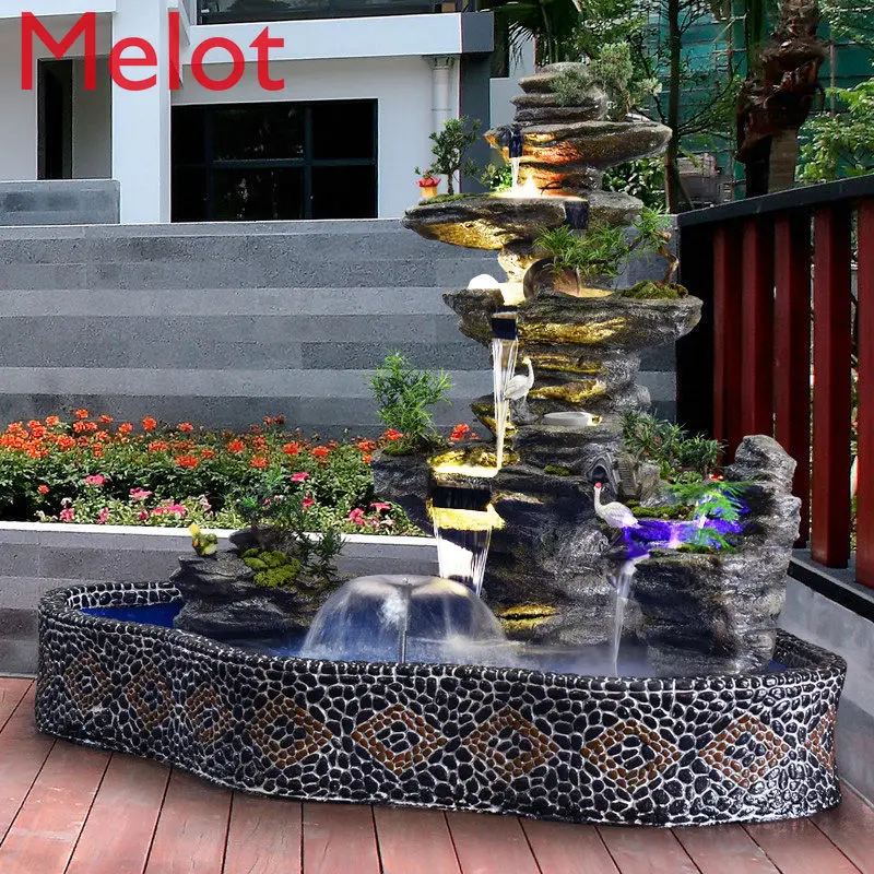 Chinese Style Handle Artificial Mountain and Fountain Ornaments Fish Tank Decoration Outdoor Courtyard Living Room