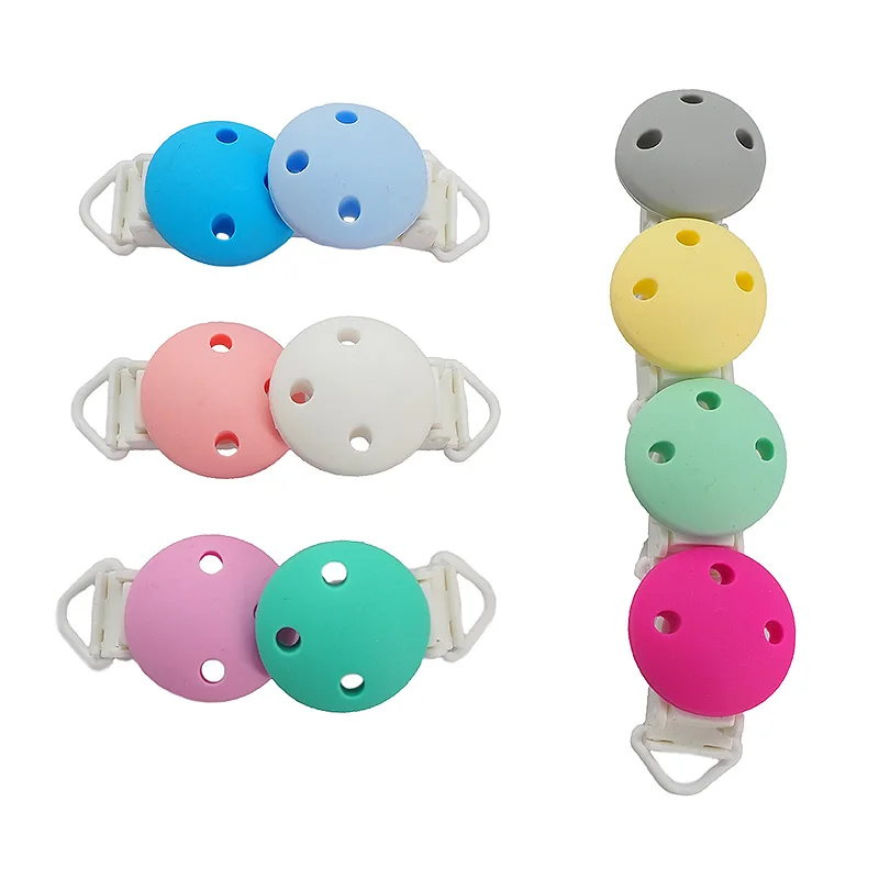 Chenkai 50PCS Silicone Round Clips Soother Nursing Teething BPA Free For DIY Baby Dummy Montessori Pacifier Chain Accessories