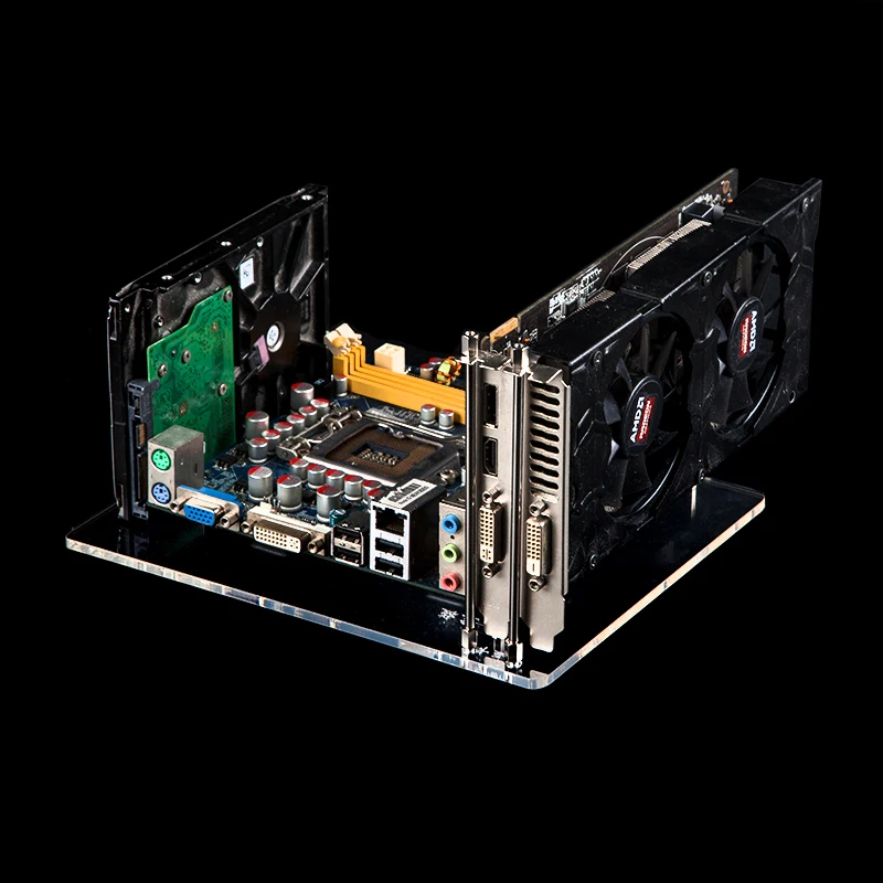 

Simple ITX motherboard rack DIY studio single board transparent black acrylic studio display board