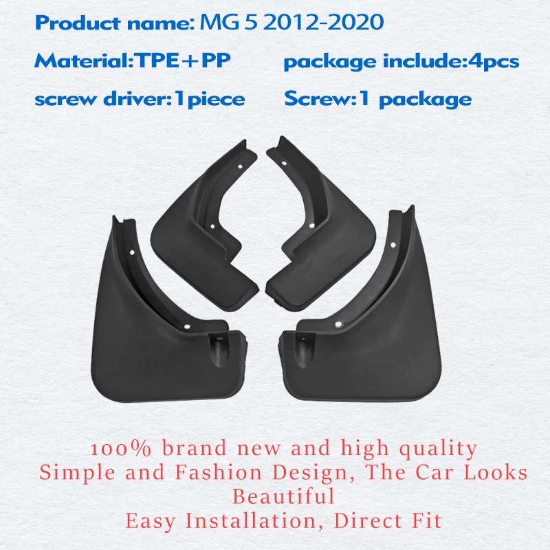 Car Mudflaps Guards FOR MG 5 2012-2020 Mudguards Fender Mud Flap Guard Splash Mudguard Accessories Auto Styline Front Rear 4pcs