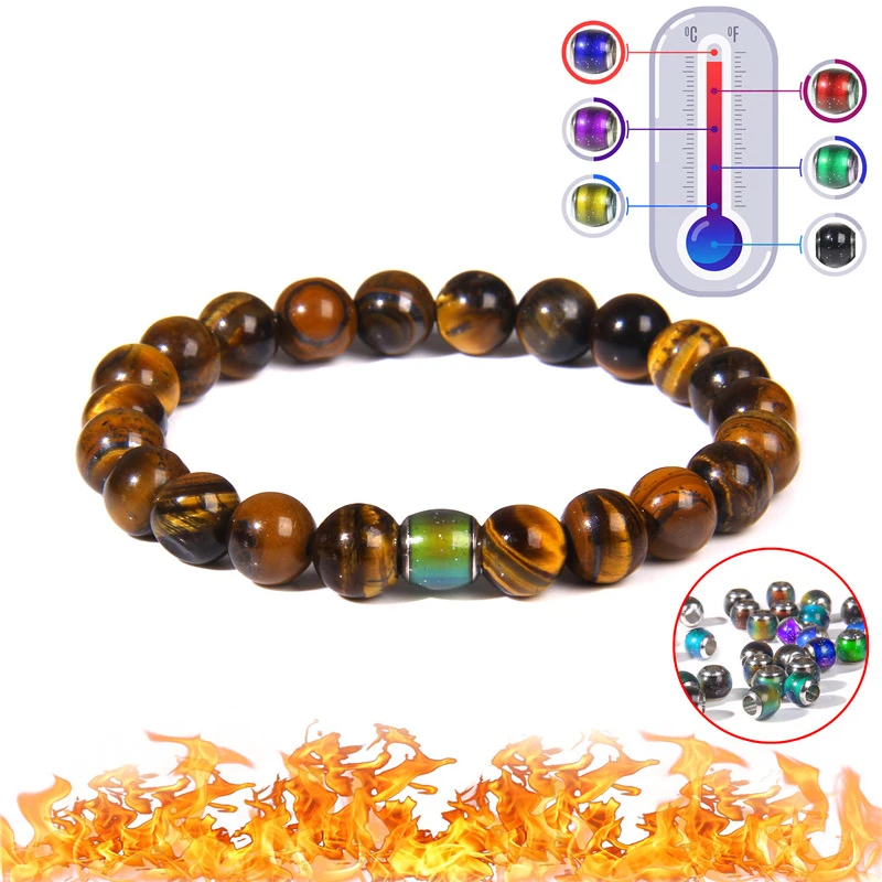 Changing Color Bracelet Fashion Natural Stone Beads Bracelets For Women Men Mood Emotion Feeling Temperature Jewelry Wholesale