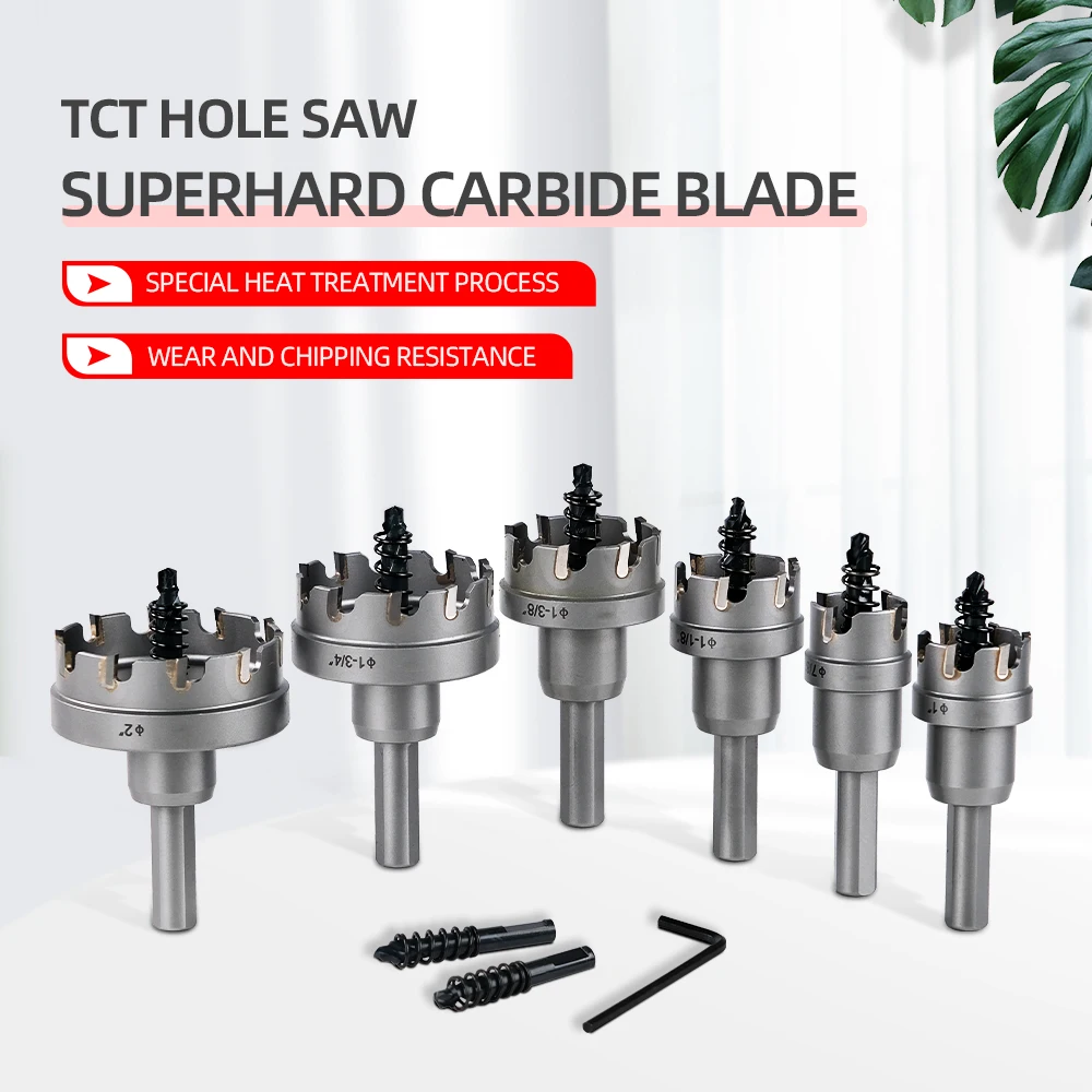 6+2+1 SET TCT Hole Saw Drill Bits Alloy Carbide Cobalt Steel Cutter Iron Metal Cutting Kit