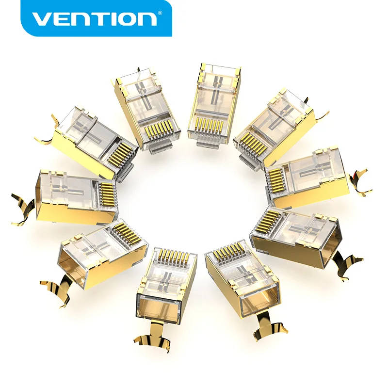 Vention Cat8 RJ45 Connector 8P8C Modular Ethernet Cable Head Plug Gold-plated Cat8 FTP Crimp Network RJ45 Crimper Connector Cat8