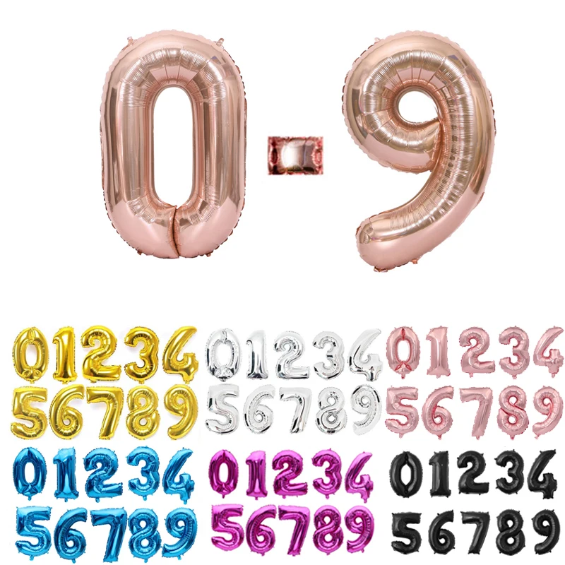16 32 40 Cal srebrna złota folia balony numeryczne cyfrowe Globos urodziny dekoracje weselne balony artykuły na baby shower
