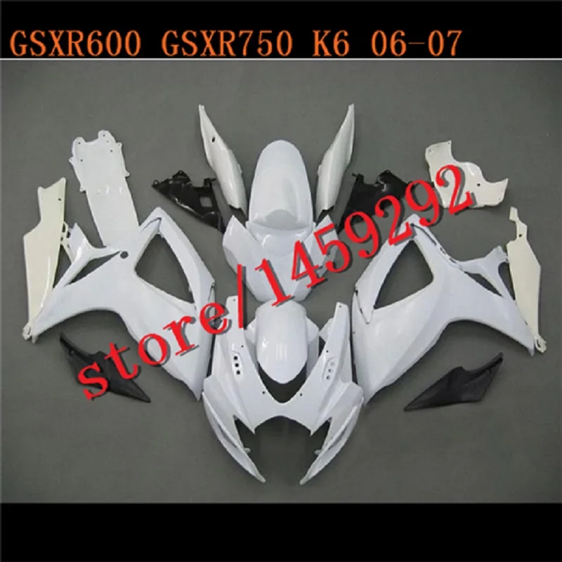 

White black Motorcycle Fairings Kit Fit For gsxr600/750 2006-2007 GSX600 750 2006 2007 Bodywork Fairing Set