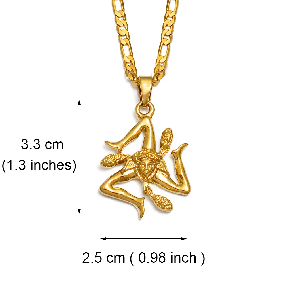 Anniyo Sicily Italy Cities Flag Pendant Necklaces Men Women,Gold Color Italian Sicilia Jewelry @237106P