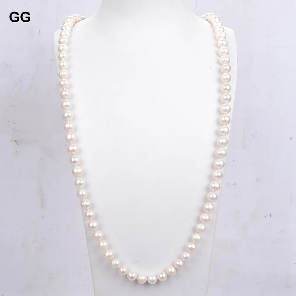 

GuaiGuai Jewelry Natural Classic Freshwater Cultured White Pearl Long Necklace 36"