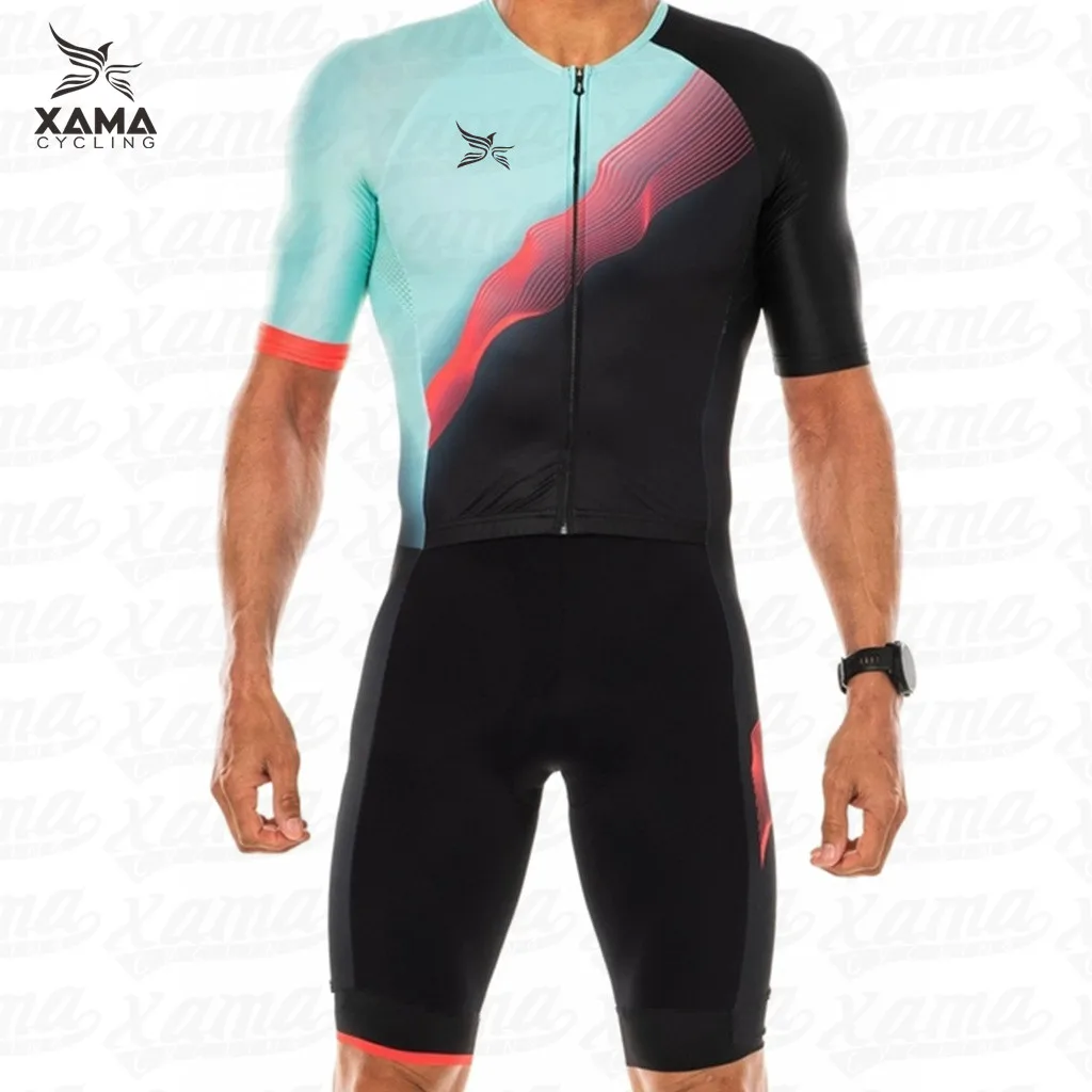 Man Xama Cycling Short-Sleeved Triathlon Suit Mountain Bike Quick-Drying Sweat-Wicking Riding Running Skating Swimming Clothing