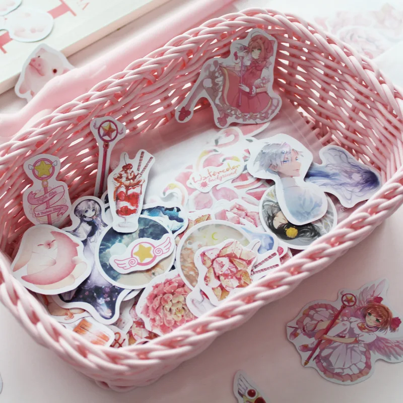 Cute Diary Stickers Pack Cardcaptor Sakura Aesthetic Stationery Kawaii Decoration Child Paper Stickers Scrapbooking Album Deco