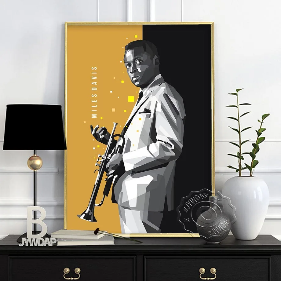 Canvas Painting Miles Davis Art Poster Jazz Music Star Kind of