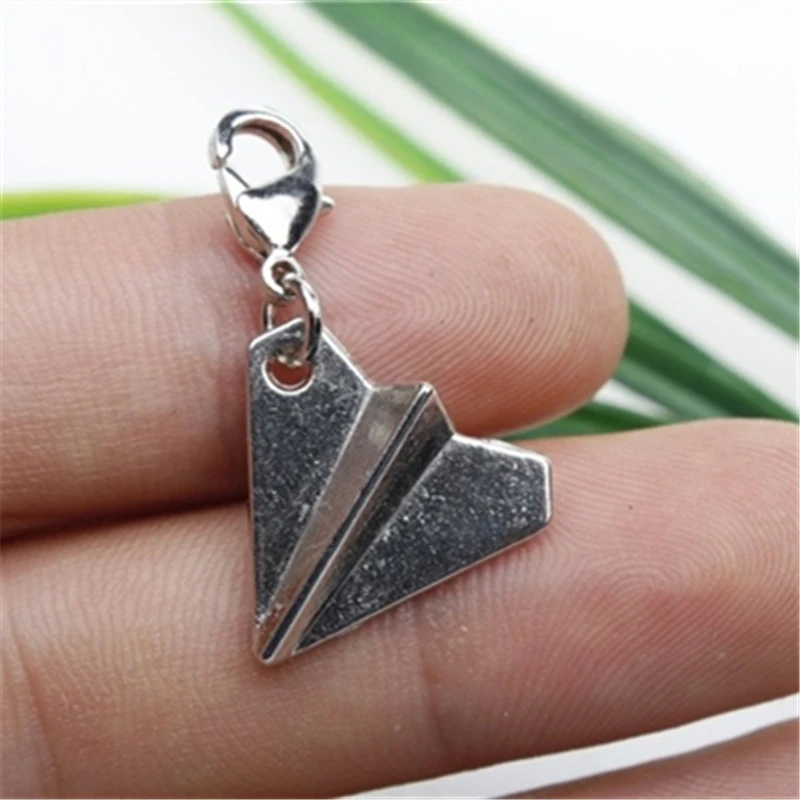 2 Pcs One Direction Charms, Antique Silver Color Paper Plane Necklace Charms Pendants Necklace Connector Pendant