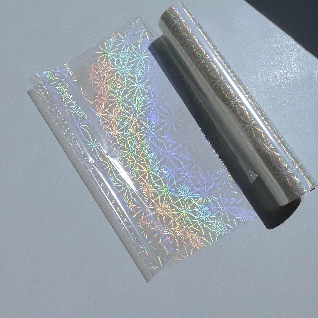 New Design Snowflake Holographic Plain Transparent Hot Stamping Foil On Paper or Plastic (21cm)8.4\