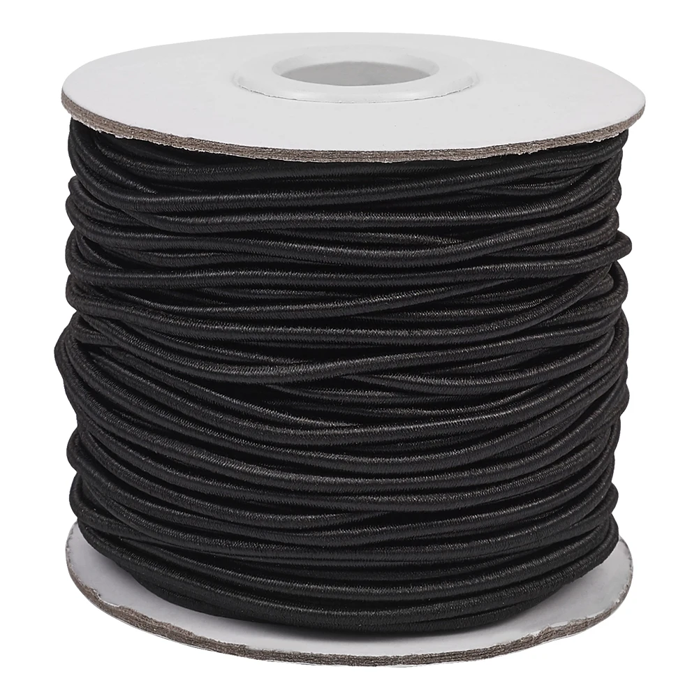 

0.8mm 1mm 2mm Round Elastic Cord Thread for Jewelry Making Mask Material Accessories,with Nylon Outside and Rubber Inside