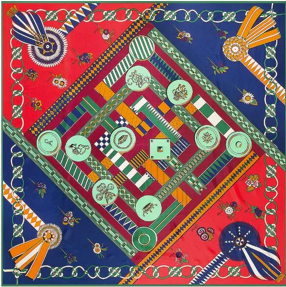 

130*130CM High Quailty Silk Square Scarf Chain Design Headband Female Ladies Luxury Brand Scarf Silk Shawl Pashmina