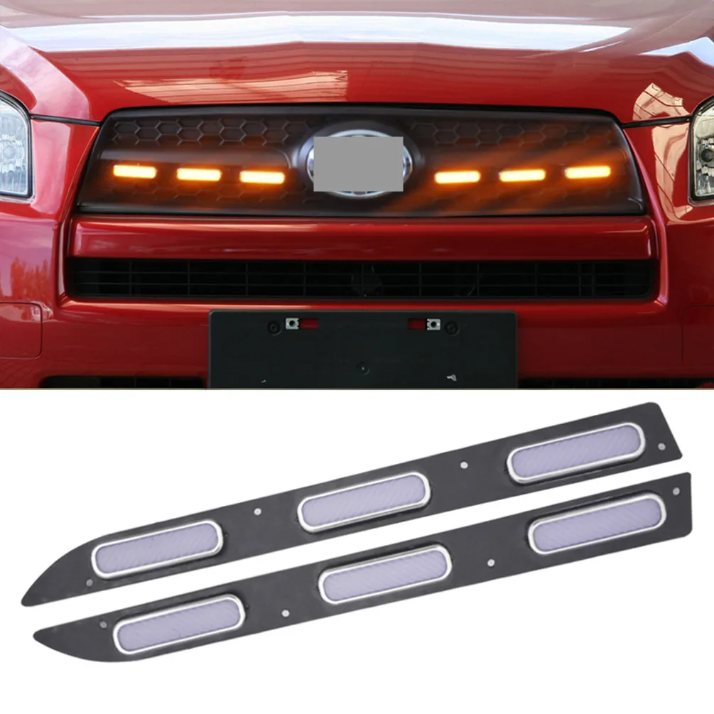 

2pcs Raptor-Style Led Grille Light With Sequential Turn Signal Streamer Amber Grill Mount Assemblies For Toyota RAV4 2009~2011