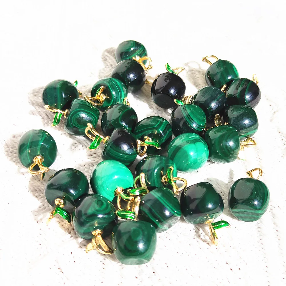 12MM Crystal Pendant Natural Malachite Apple Quartz Crafts Peacock Stone Malus Pumila Healing