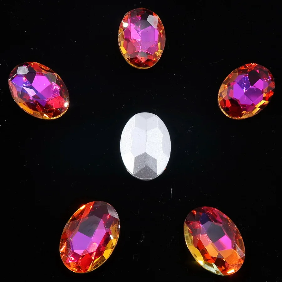 Glas-Kristall-Ovalform 10*14 13*18mm Regenbogen & Jelly Candy AB Farben Spitze Rückseite zum Aufkleben Strass-Perlen Applikation DIY-Besatz – Detail 8