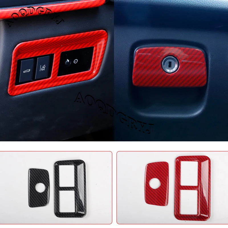 ABS Carbon Fiber Printed Headlight Adjustment & Glove Box Handle Wwitch Moulding Trim Cover For Jaguar F-PACE 2016-2020