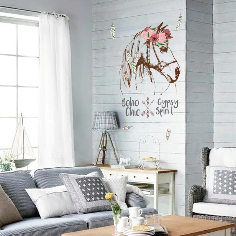 The Horse Wall Stickers For Shop Office Home Decoration Gypsy Spirit Mural Art Diy Bedroom Living Room Pvc Wall Decals