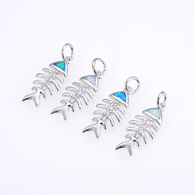 KAMAF Fashion simple diy jewelry accessories fishbone goldfish blue natural opal earrings pendant bracelet necklace pendant