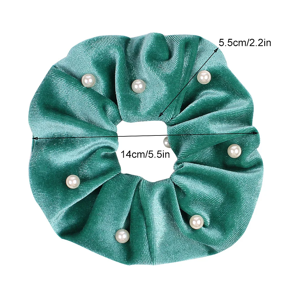 Velvet Nail Pearl Scrunchie Women Elastic Hair Rubber Bands Accessories Gum For Women Girls Ties Hair Ring Rope Ponytail Holder