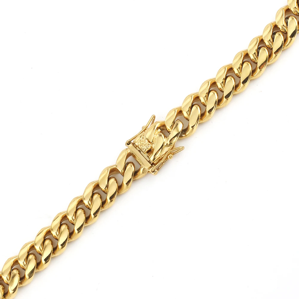 316L Stainless Steel Gold Necklace Chains High Quality Gold Color Plating Curb Cuban Chain Accesories For Men Women Jewelry Gift