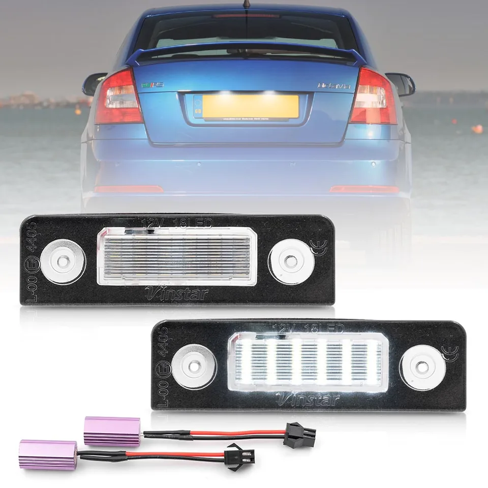 éclairage Plaque Canbus Sans Erreur 2x Ampoules LED Plaque D'immatriculation Blanche Canbus - Pour Skoda Octavia II, Roomster