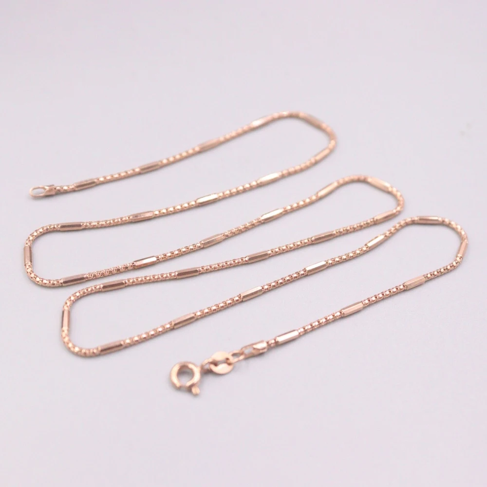 

AU750 Pure 18K Rose Gold Necklace Popcorn Long Beads Link Chain Necklace 4g / 18inch For Women Lucky Gift