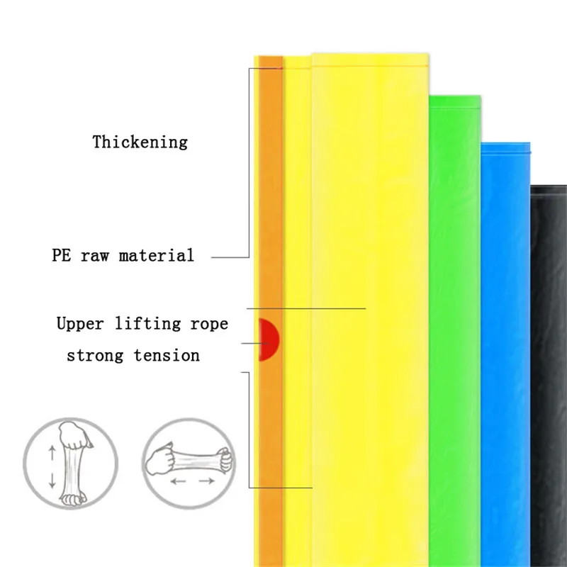 Sac poubelle en plastique à cordon de couleur aléatoire, 60x70cm, épais, pour le nettoyage de la cuisine, pour hôtel