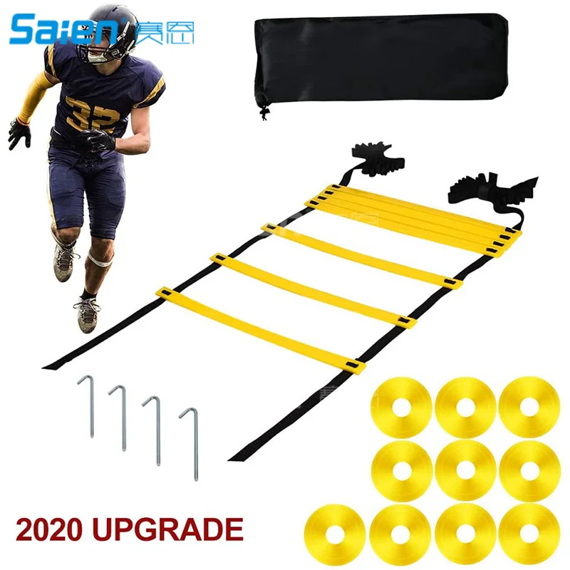 

Agility Ladder Training Equipment Set, Improves Coordination, Speed, Power and Strength, Includes 10 Cones, 4 Hooks