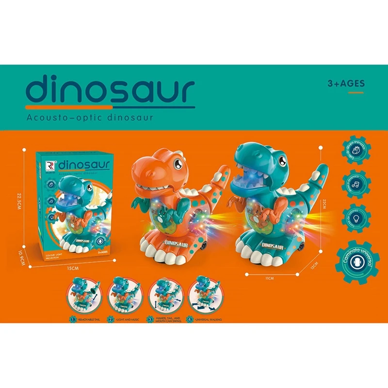 Dinosaurio eléctrico con iluminación musical para niños y bebés, Juguete musical para caminar, bailar, muñeca linda, regalo para niños al aire libre