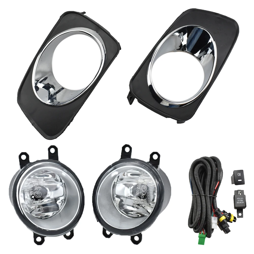 1 Pair Car Fog Lamp Assembly with Fog Light and Wire Relay Button for Corolla 2011 Japan Type Axio Fielder 2007