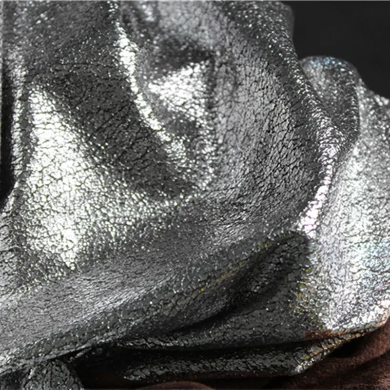 

Burst Fine Grain Stretch Fabric Silver Imitation Leather DIY Decor Props Leggings Tights Skirts Dress Clothes Designer Fabric