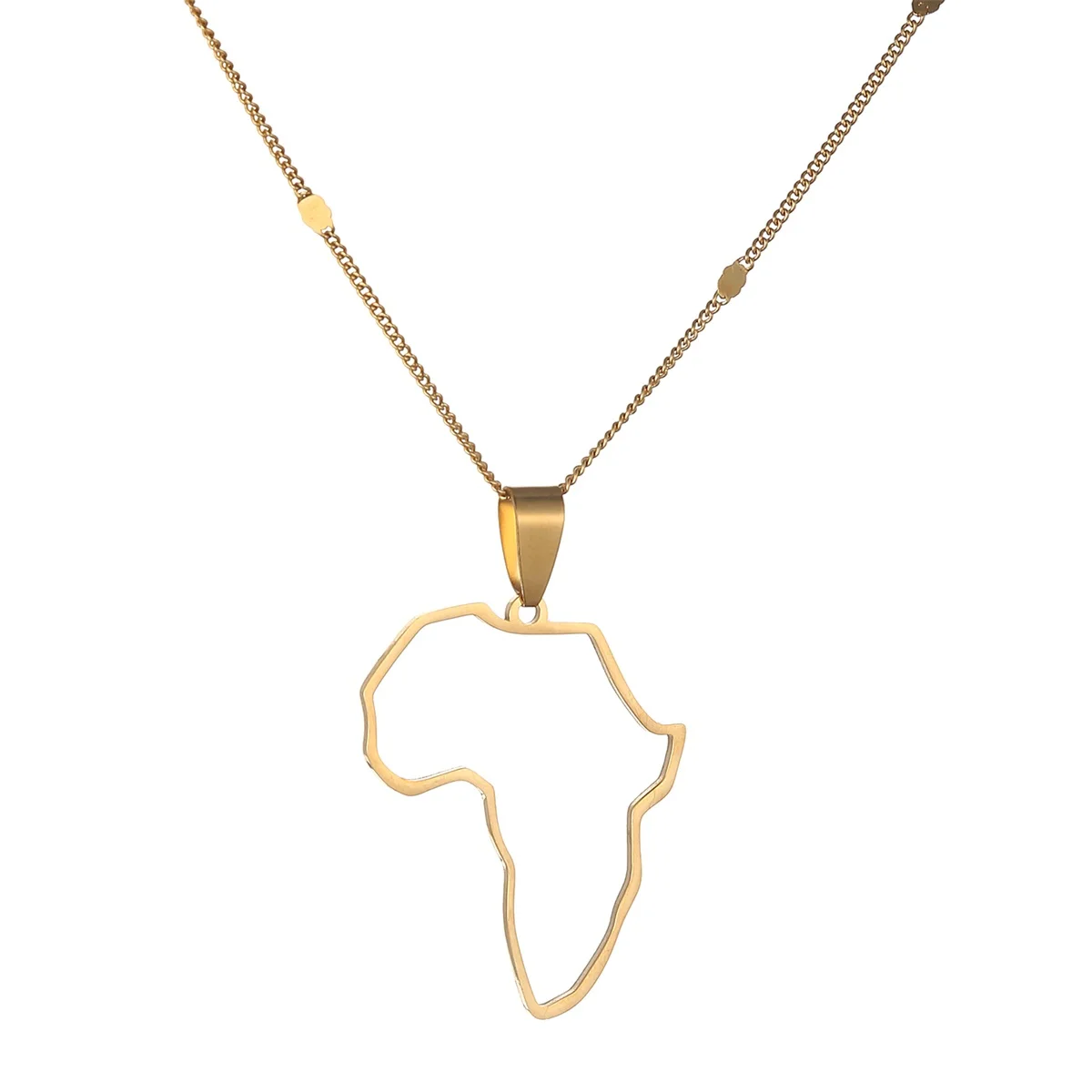 Stainless Steel Africa Profile Map Pendant Necklaces Gold Color Outline African Maps Jewelry Ethiopian Nigeria Ghana Congo