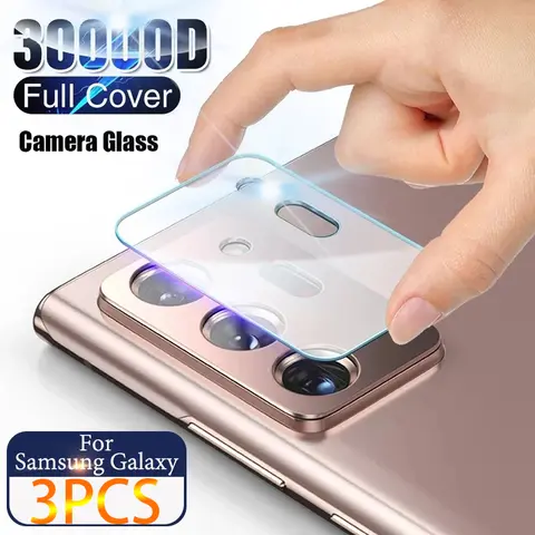 카메라 화면 보호 유리 필름, 삼성 갤럭시 S21 노트 20 울트라 S20FE S20 S10 플러스, 강화 유리 A52 A51 A71 A72, 3 개