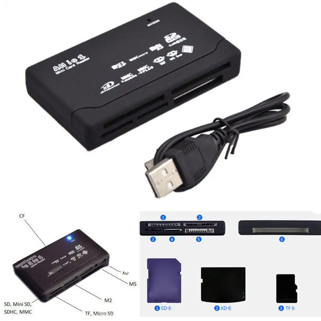 All In One Card Reader Universal M2 XD CF Micro SD Card Reader USB 2.0 High Speed Memory Card