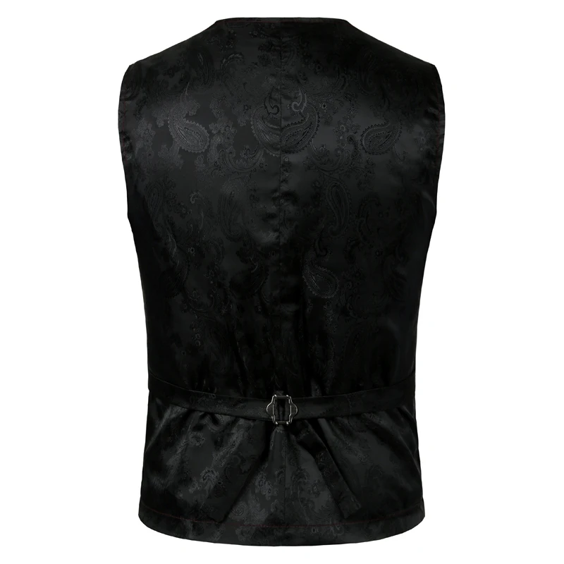 Mens Sliver Metallic Paisley Print Vest Breasted V-Neck Suit Vest Tuxedo Waistcoat Gothic Aristocrat Steampunk Victorian Gilet
