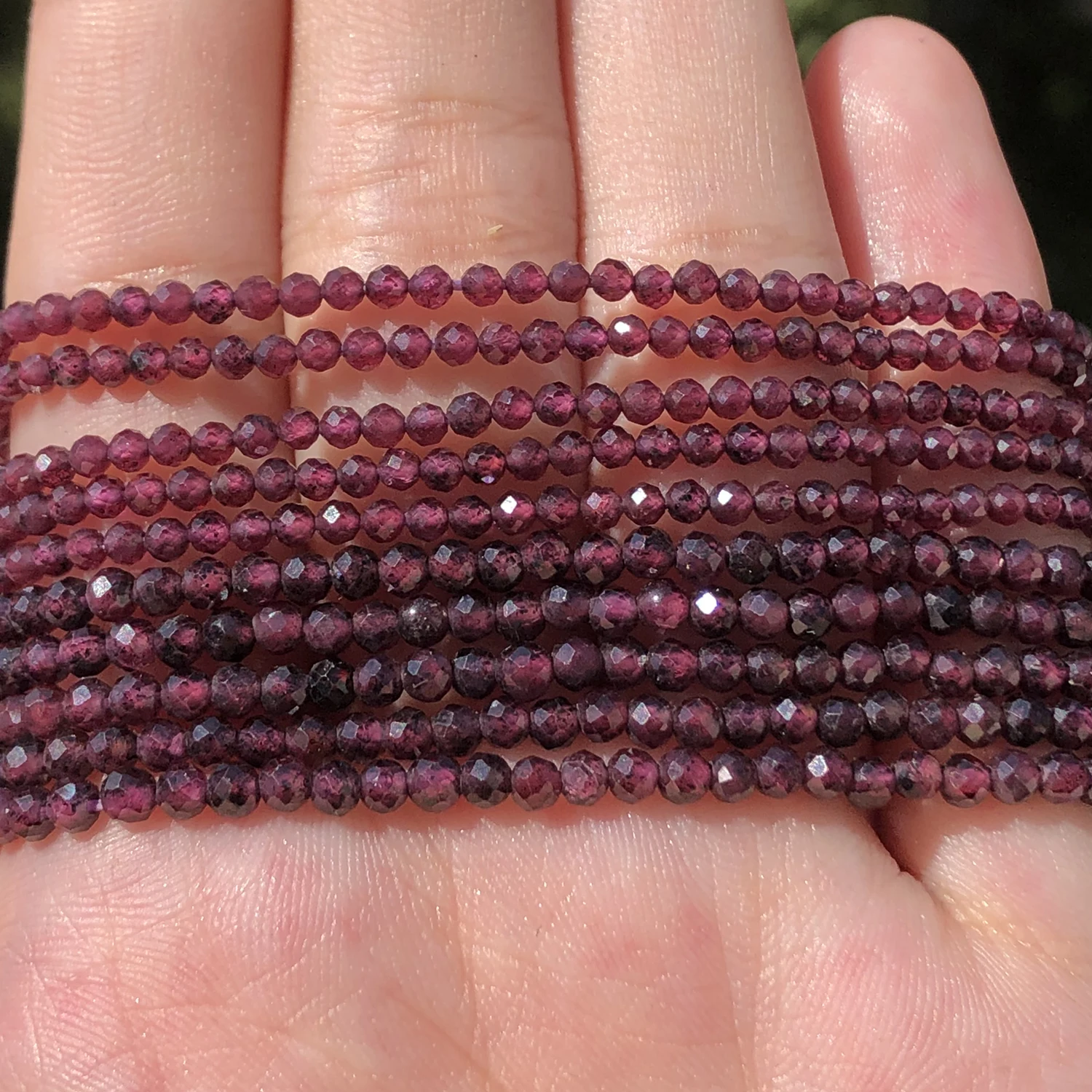 Natural Faceted Purple Red Garnet Stone Beads Round Loose Spacer Bead for Jewelry Making DIY Bracelet Accessories 15\'\' 2 3mm