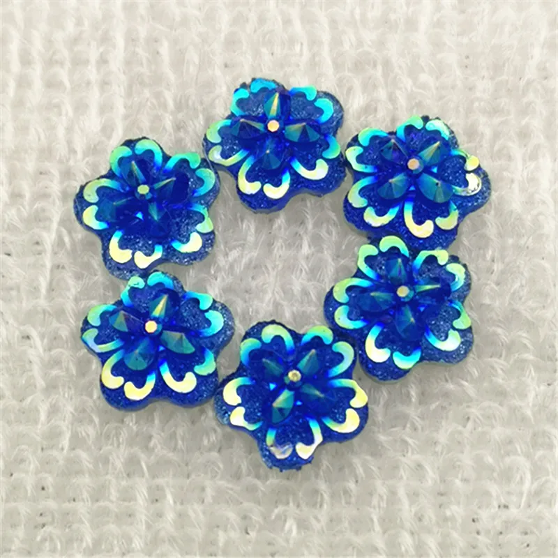 DIY 40PCS 12mm AB flower Resin Rhinestone Flatback Scrapbooking Phone Case craft